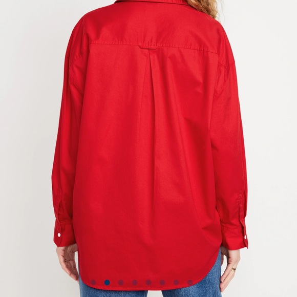 NWT OLD NAVY Oversized Button-Down Boyfriend Shirt Robbie Red M - Picture 2 of 7